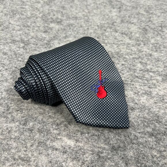 Vintage Carlos Santana Tie Blue With Red Guitar 100% Silk Necktie - Picture 1 of 6